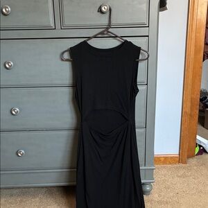 Cut out Ribbed Black Dress